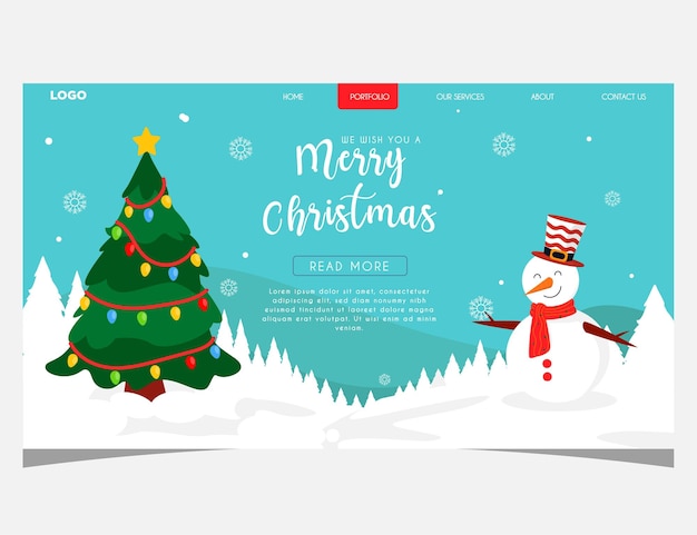 Modello di pagina di destinazione natale disegnato a mano
