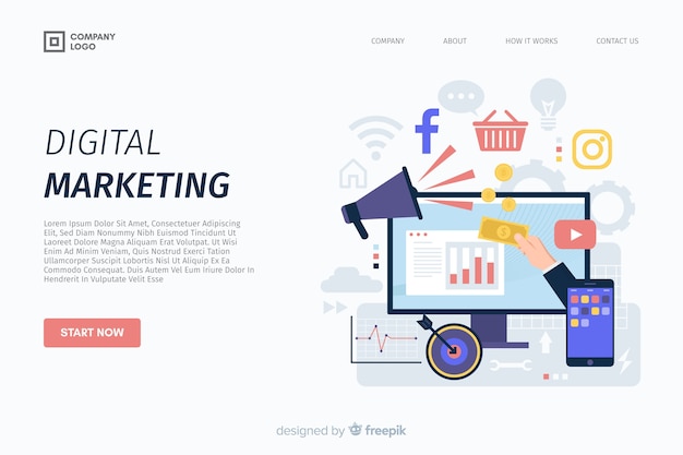 Modello di pagina di destinazione per il marketing digitale