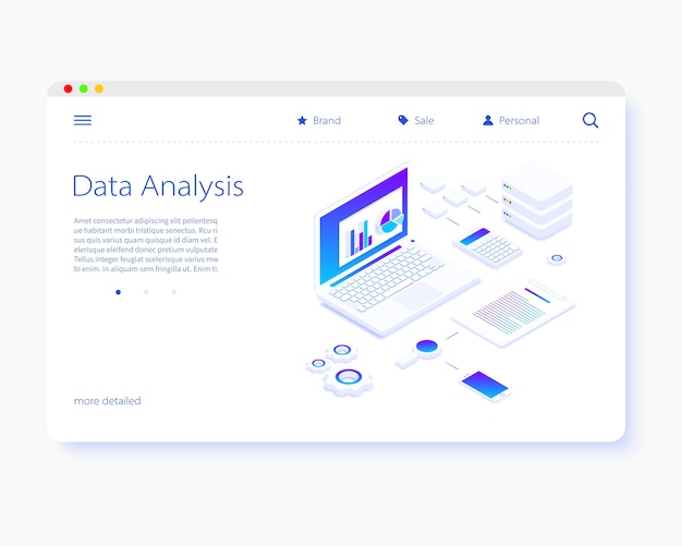Modello di pagina di destinazione per l'analisi dei dati