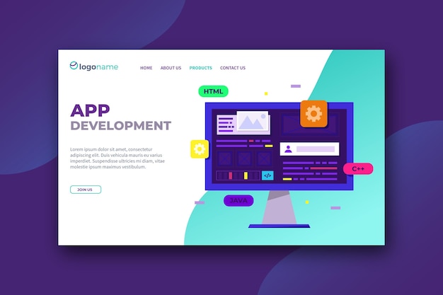 Modello di pagina di destinazione per lo sviluppo di app