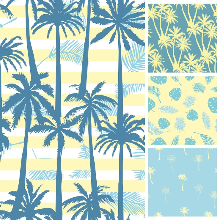Vettore modello di palma. strutture disegnate a mano senza cuciture su sfondo esotico alla moda. stampa tessile naturale. modello tropicale moderno per web, carta, cartello, poster, copertina, volantino, invito, brochure, banner.