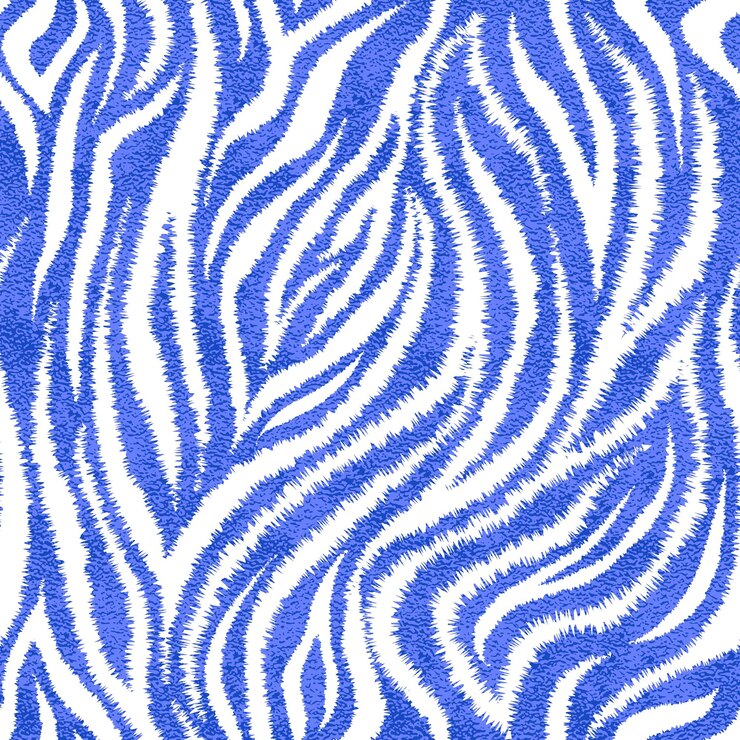 Modello di pelle di tigre blu senza cuciture Sfondo di texture di stampa della pelle di tigre metallica Illustrazione vettoriale
