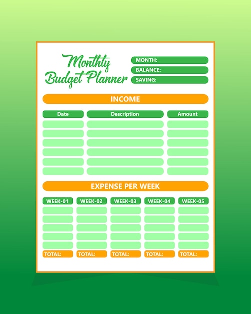 Modello di pianificatore di budget con mockup