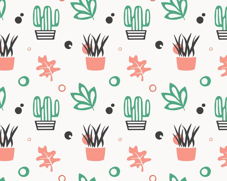 modello di piante domestiche di cactus disegnato a mano pastello di vettore