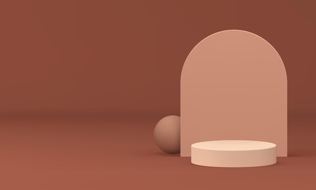 Modello di piedistallo geometrico beige 3D per prodotti cosmetici mostra vettore realistico