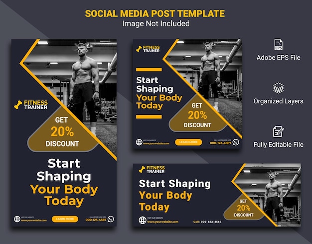 Modello di post della storia di copertina di facebook instagram di fitness social media
