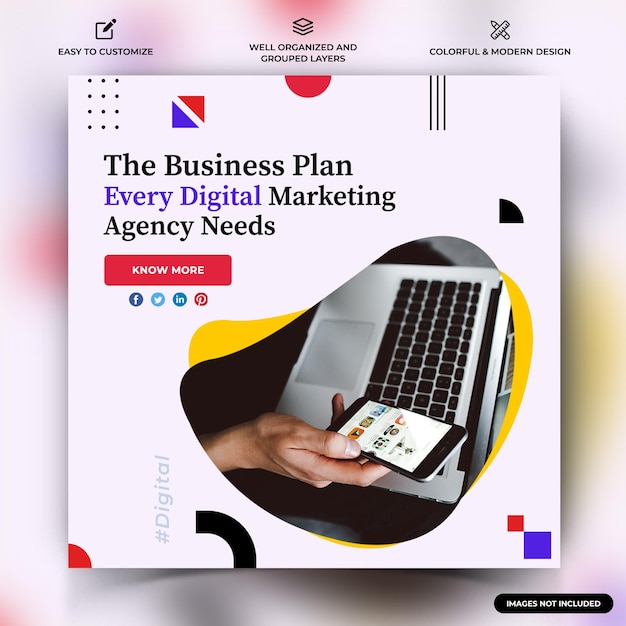 Modello di post di Instagram per il marketing digitale e i social media