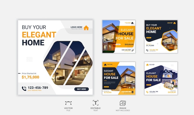Modello di post di progettazione di post immobiliari o di promozione sui social media