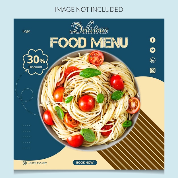 Modello di post di promozione sui social media del cibo