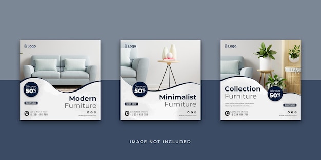 Modello di post di social media per l'interior design di mobili moderni