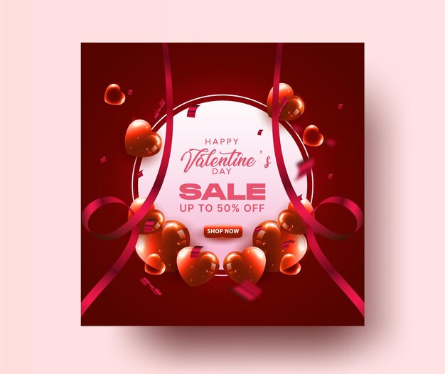 Modello di post di vendita speciale per il giorno di San Valentino o modello di post di Instagram per il giorno dei San Valentino