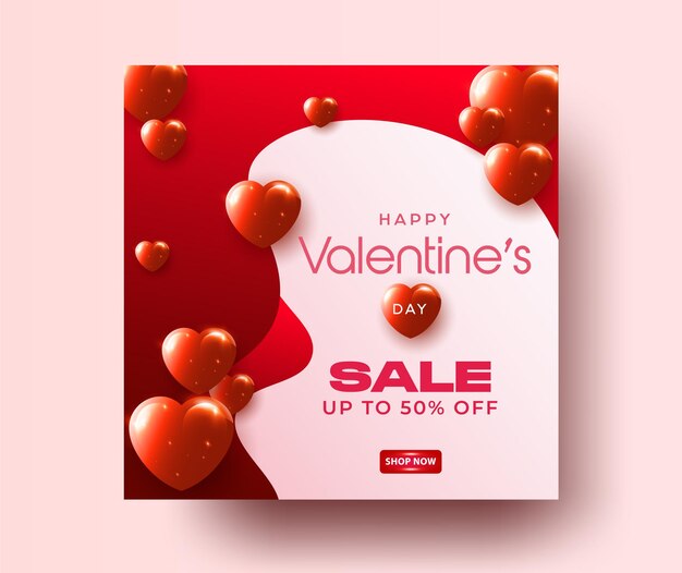 Modello di post di vendita speciale per il giorno di San Valentino o modello di post di Instagram per il giorno dei San Valentino