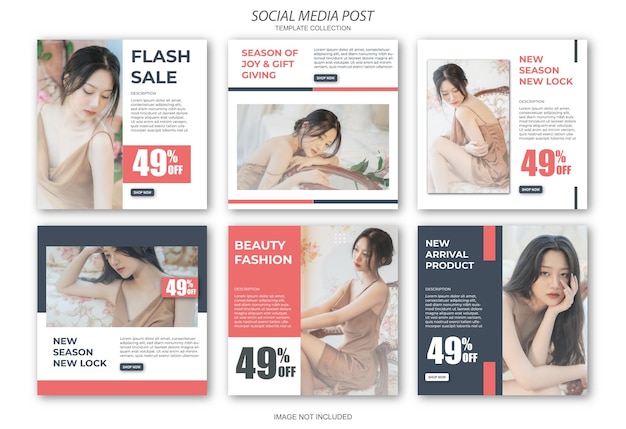Modello di post feed social media per business della moda