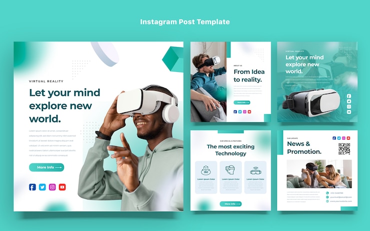 Vettore modello di post instagram con tecnologia minima
