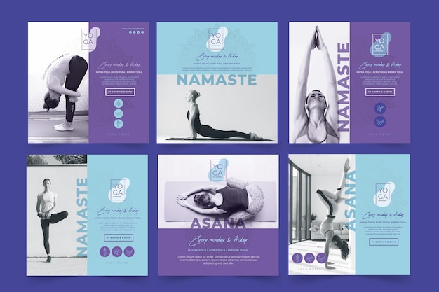 Modello di post instagram di lezioni di yoga