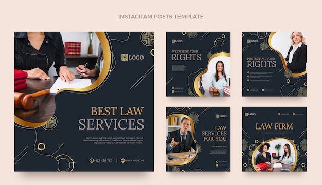 Modello di post instagram di studio legale di lusso sfumato