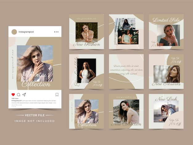 modello di post instagram vendita moda alla moda astratta