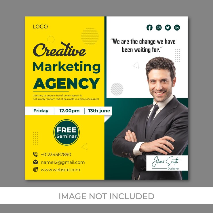Modello di post per agenzie di marketing creativo e social media aziendali