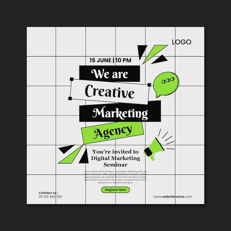 Vettore modello di post per il seminario di marketing digitale