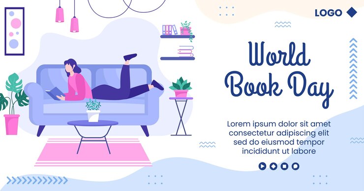 Modello di post su Facebook per la Giornata mondiale del libro Illustrazione di istruzione piatta modificabile su sfondo quadrato