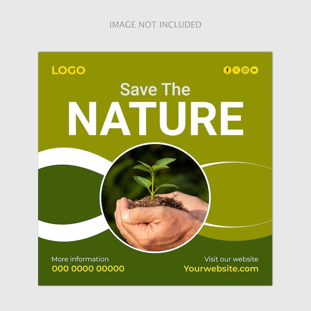 Modello di post sui social media con save the Trees