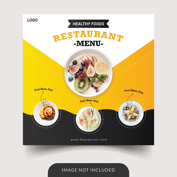 Vettore modello di post sui social media del menu del ristorante