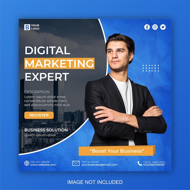 Modello di post sui social media di marketing aziendale digitale