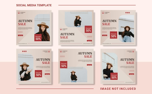 Modello di post sui social media di moda autunnale