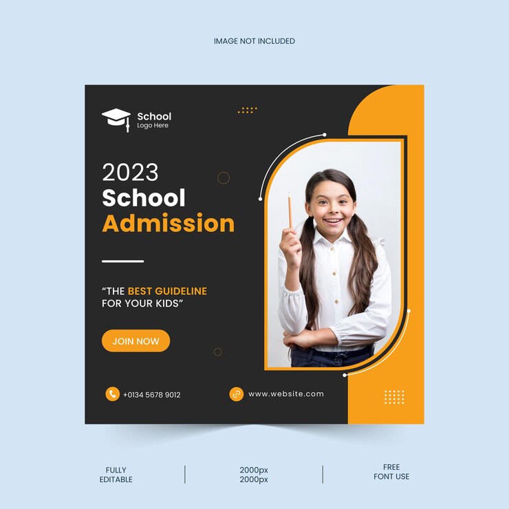 Modello di post sui social media e banner web di marketing per l'ammissione alla scuola AI EPS gratuito
