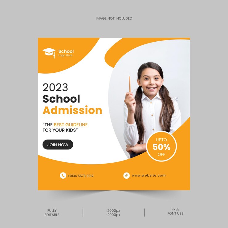 Modello di post sui social media e banner web di marketing per l'ammissione alla scuola AI EPS gratuito