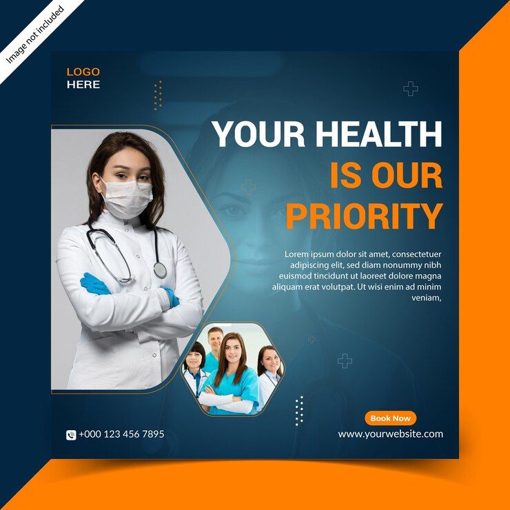 Modello di post sui social media medici con gradiente vettoriale gratuito
