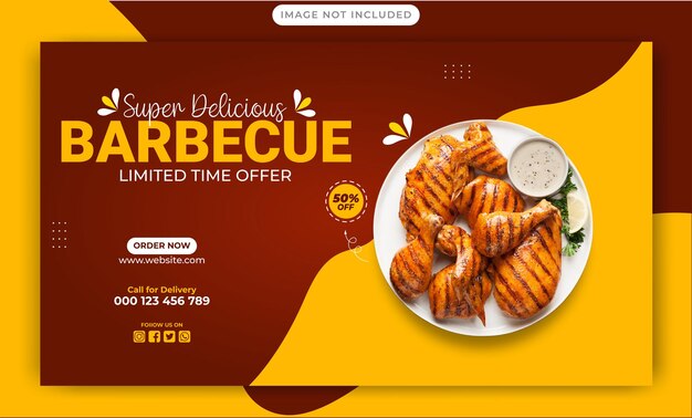 Modello di post sui social media per barbecue Banner web sui social media per barbecue delizioso
