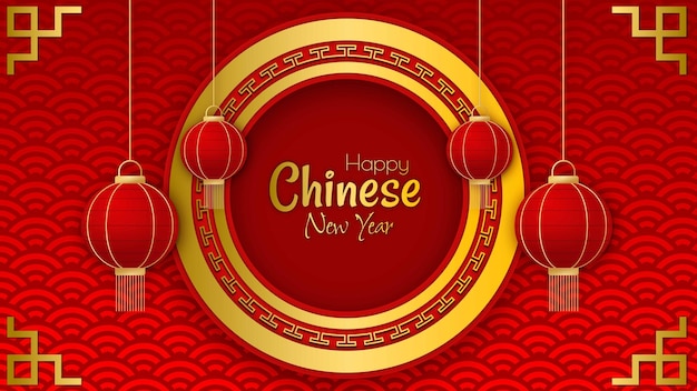 Modello di post sui social media per il capodanno cinese in stile carta