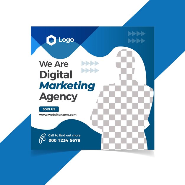 Modello di post sui social media per il marketing aziendale digitale.