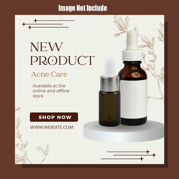 Modello di post sui social media per la progettazione di banner di prodotti cosmetici o per la cura della pelle