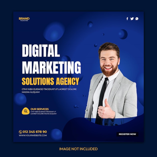 Modello di post sui social media per la promozione dell'agenzia di marketing aziendale digitale
