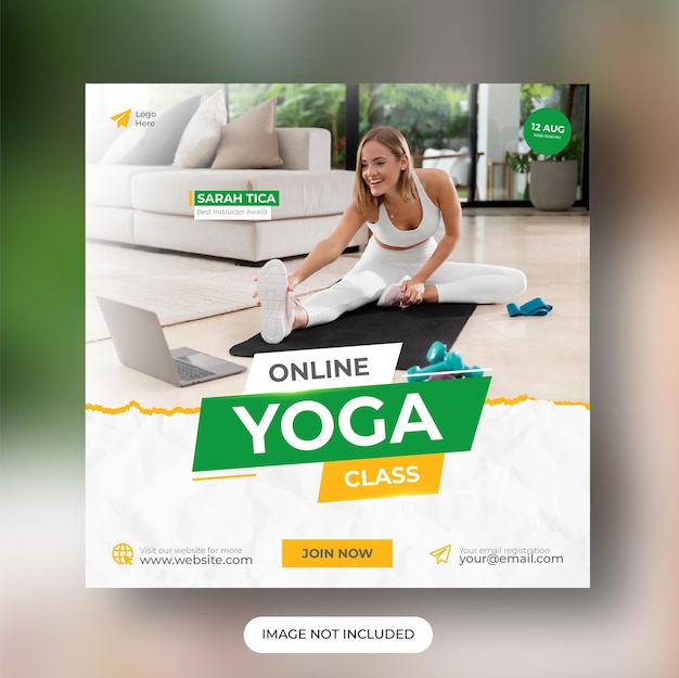 Modello di post sui social media per lezioni di yoga online