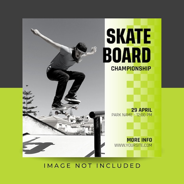 modello di post sui social media per volantino del campionato di skateboard