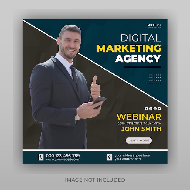 Modello di post sui social media per webinar aziendale creativo
