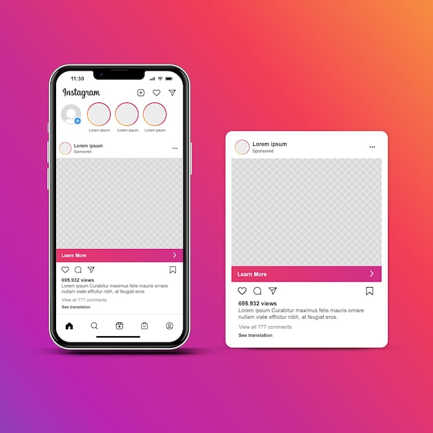 Modello di posta Instagram Mockup di social media vettoriale