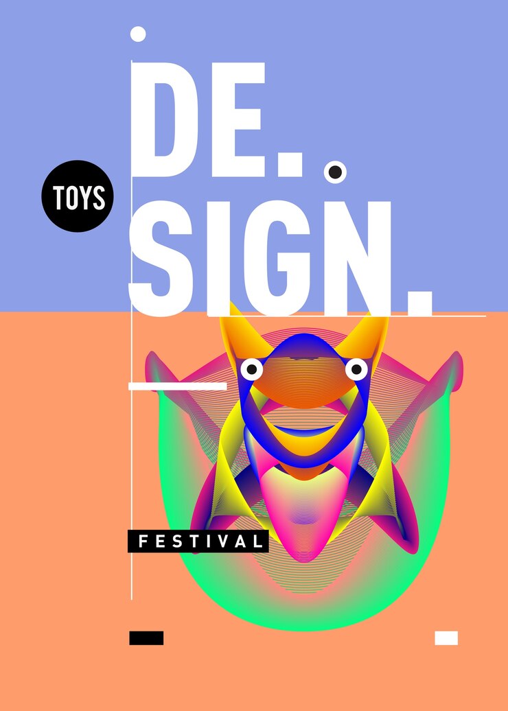 Vettore modello di poster colorato di vettore per giocattoli e festival di hobby