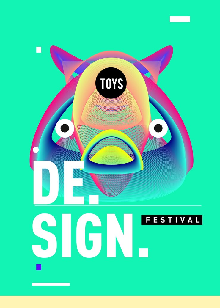 Vettore modello di poster colorato di vettore per giocattoli e festival di hobby