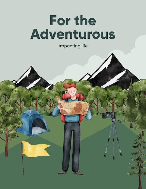 Modello di poster con stile acquerello di concetto di giornata di montagna internazionale