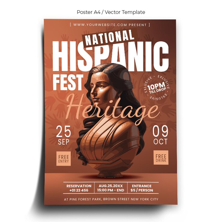 Vettore modello di poster del festival del patrimonio ispanico 2023