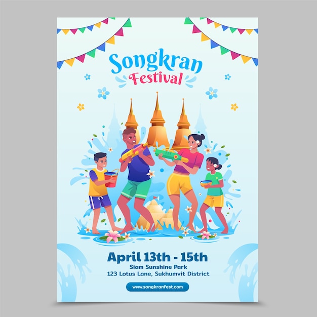 Modello di poster del festival di Songkran