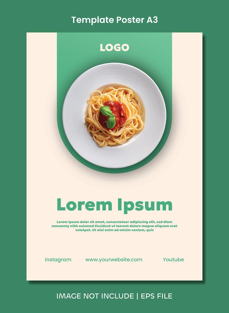Vettore modello di poster del menu di un ristorante italiano