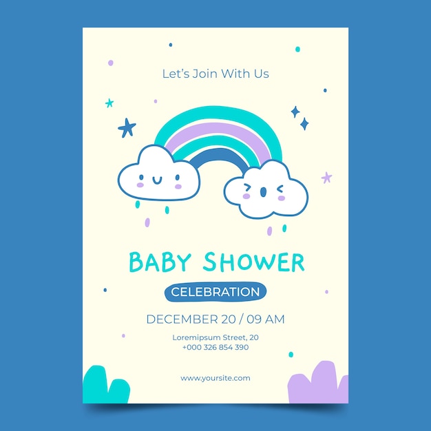 Modello di poster di baby shower disegnato a mano