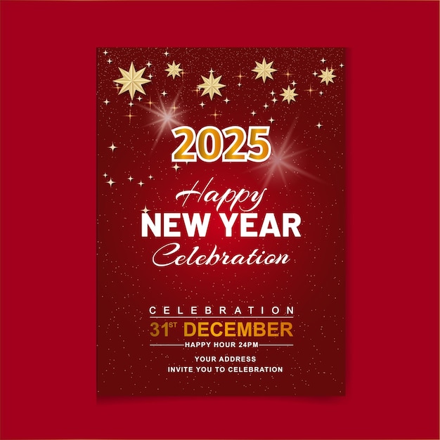 Modello di poster di buon anno con illustrazione Festa di celebrazione