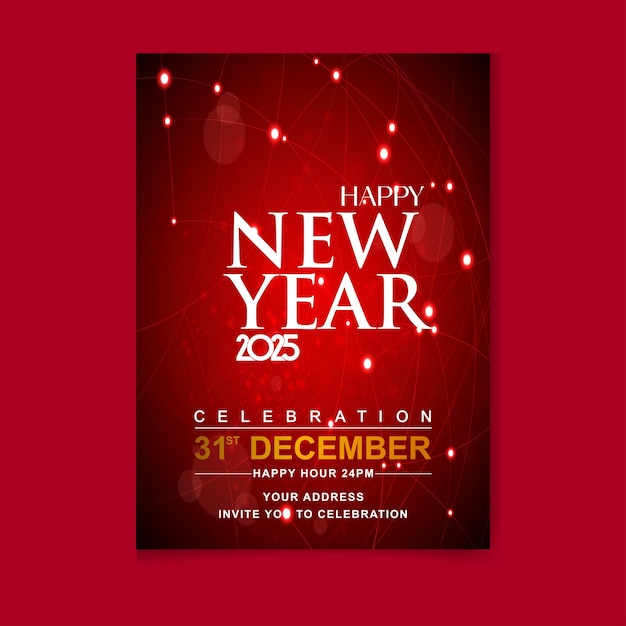 Modello di poster di buon anno con illustrazione Festa di celebrazione