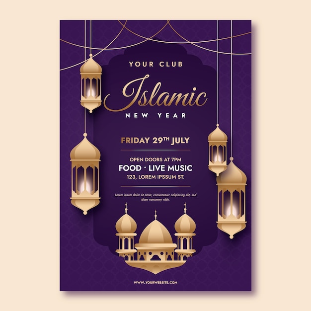 Modello di poster di Capodanno islamico sfumato